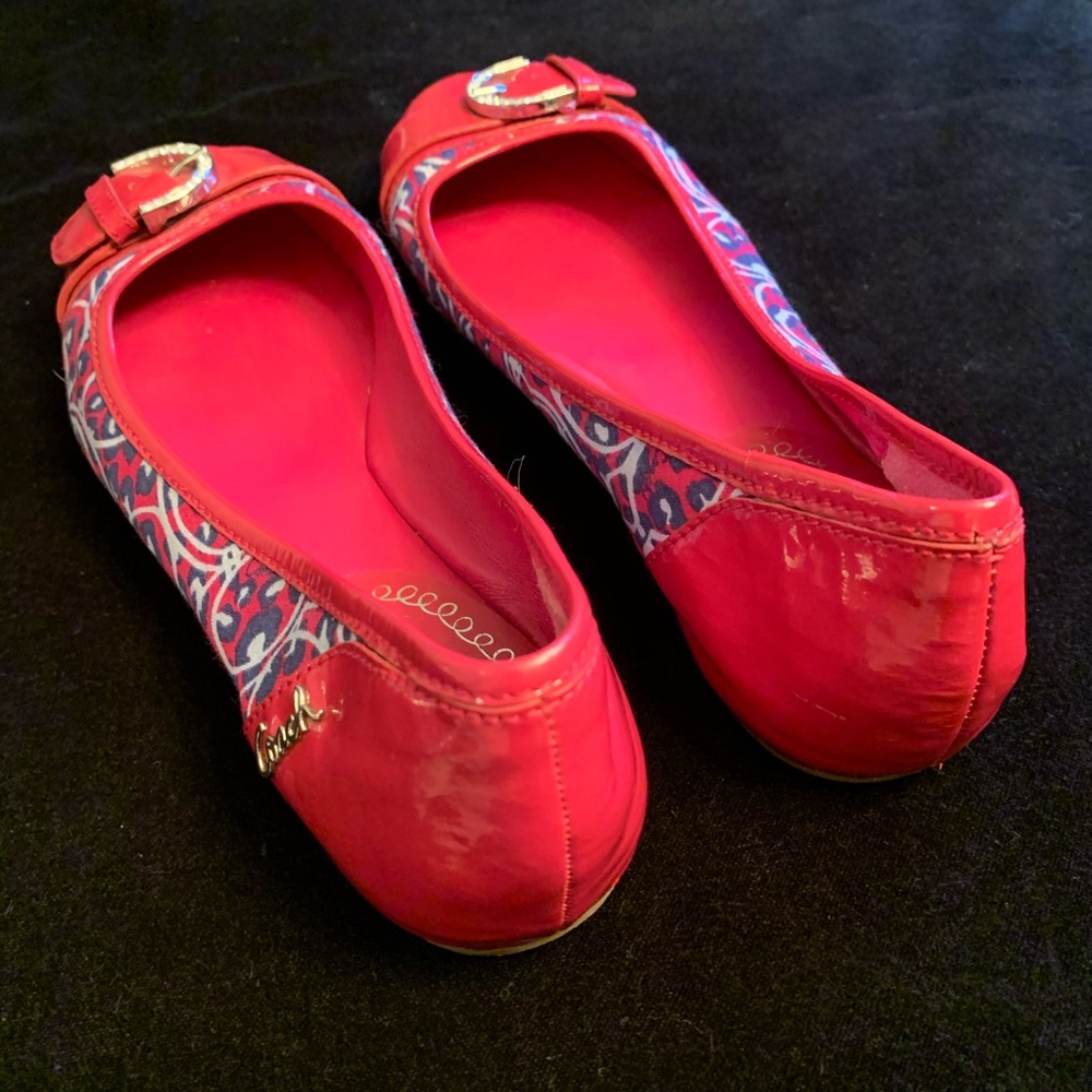 Patent Leather Pink Coach Flats w/Fabric sides.8 - Picture 8 of 9